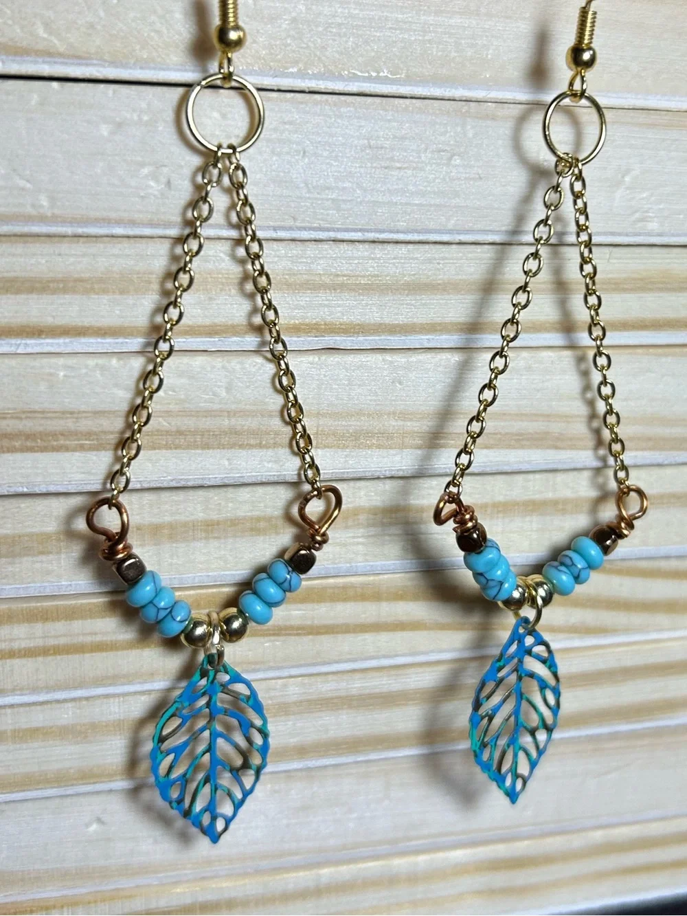 3/$25 Turquoise Leaf Drop Earrings
